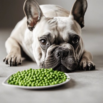french bulldog eating Peas